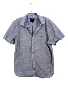 Nantucket Whaler Mens L Button Up Shirt Pinstripe Gray Short Sleeve Cotton